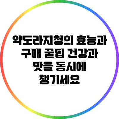 약도라지청의 효능과 구매 꿀팁: 건강과 맛을 동시에 챙기세요