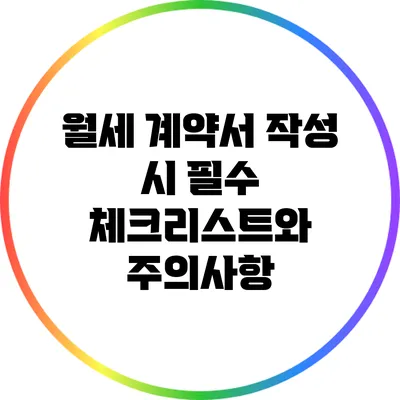 월세 계약서 작성 시 필수 체크리스트와 주의사항