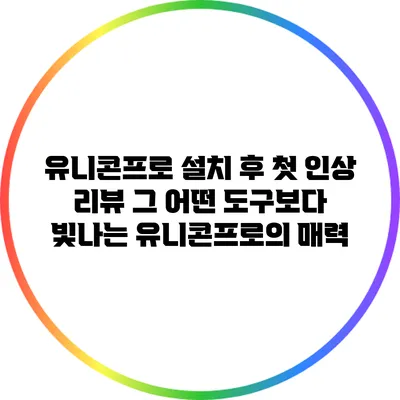 유니콘프로 설치 후 첫 인상 리뷰: 그 어떤 도구보다 빛나는 유니콘프로의 매력