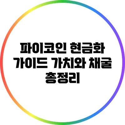 파이코인 현금화 가이드: 가치와 채굴 총정리