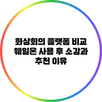 화상회의 플랫폼 비교: 웨일온 사용 후 소감과 추천 이유