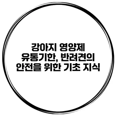 강아지 영양제 유통기한, 반려견의 안전을 위한 기초 지식