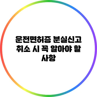 운전면허증 분실신고 취소 시 꼭 알아야 할 사항