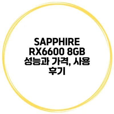 SAPPHIRE RX6600 8GB 성능과 가격, 사용 후기