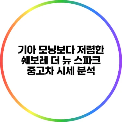 기아 모닝보다 저렴한 쉐보레 더 뉴 스파크 중고차 시세 분석